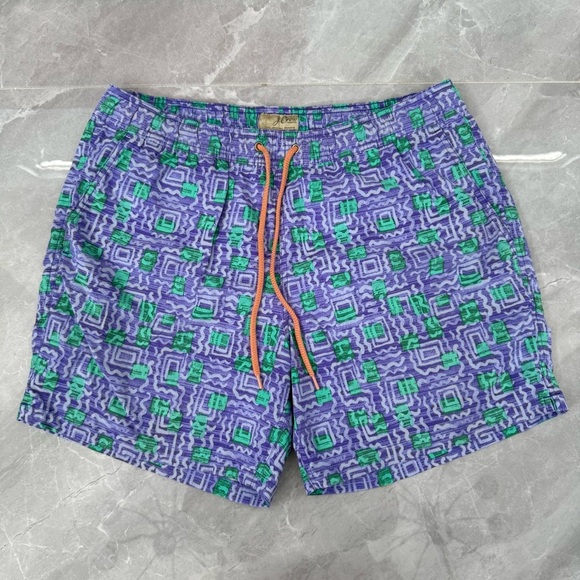 Men’s J. Crew Original Swimwear Vintage Patterned 6” Inseam Swim Trunks Large - Picture 1 of 16